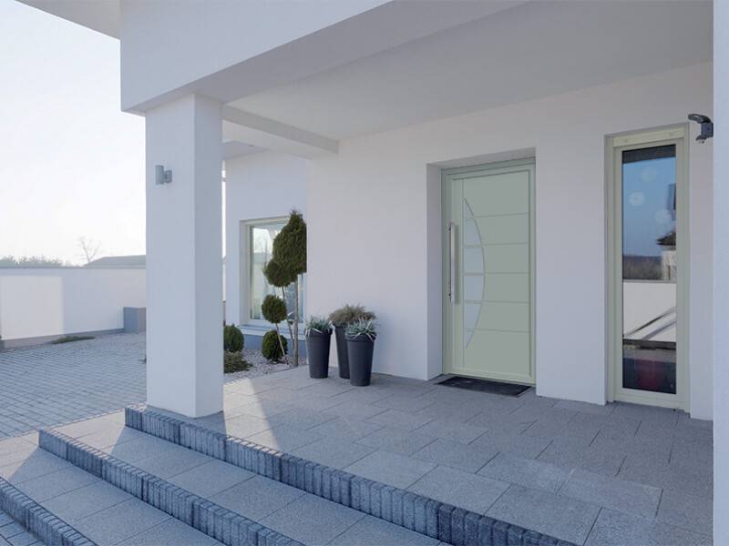 Ambiance porte pavillonnaire PVC blanc 