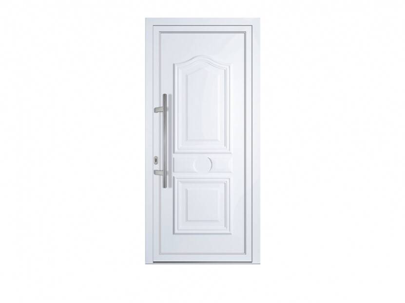 Porte d'entrée PVC blanche ATHENA avec barre de tirage