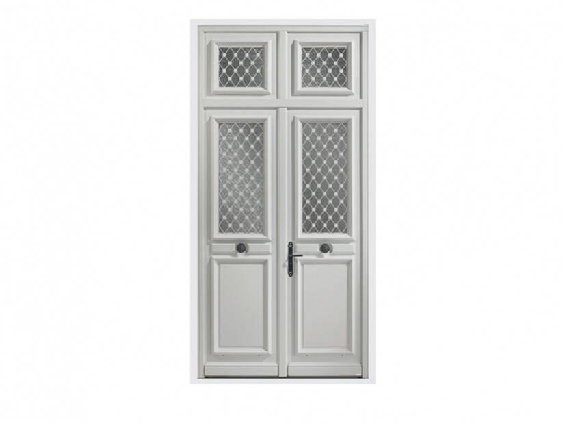 Porte d'entrée deux vantaux bois lutece avec tierce et vitrage