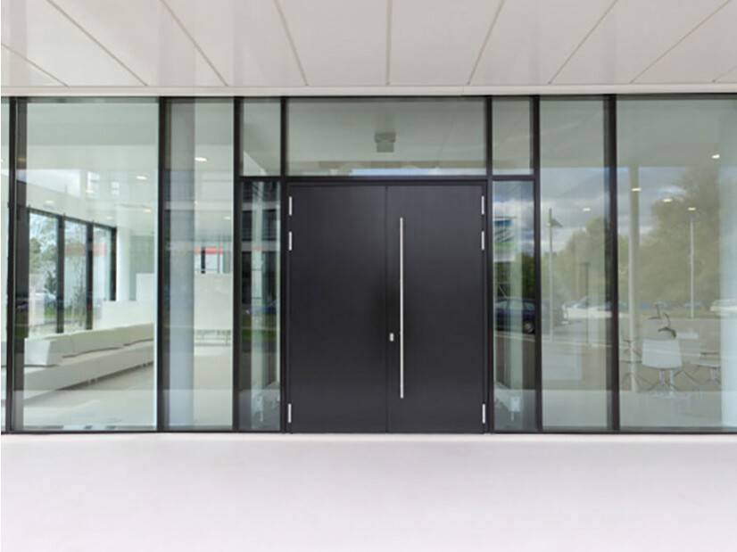 porte de hall pleine baton de marechal gris anthracite