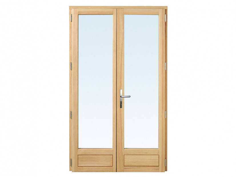 Lena 68 porte fenêtre avec soubassement lisse seuil PMR essence pin finition naturelle