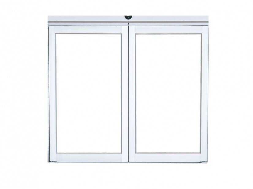 porte automatique blanche 2 vantaux alu coulissante 