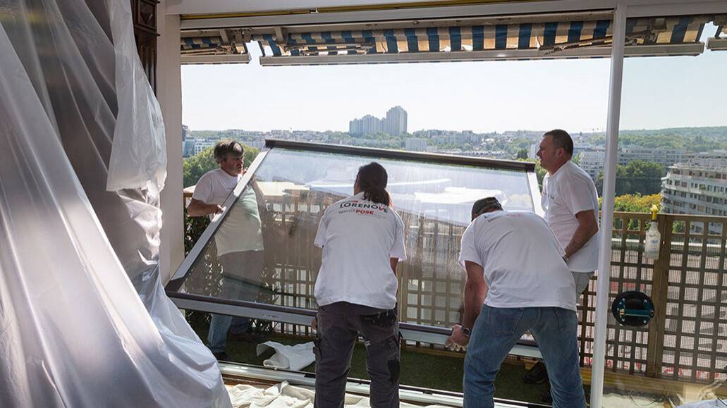 résidence point du jour pose de baie vitrée coulissante