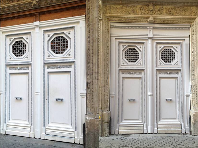 porte cochère bois blanche barre de tirage vitraux feuilles acanthe porte cochère bois blanche barre de tirage vitraux feuilles acanthe