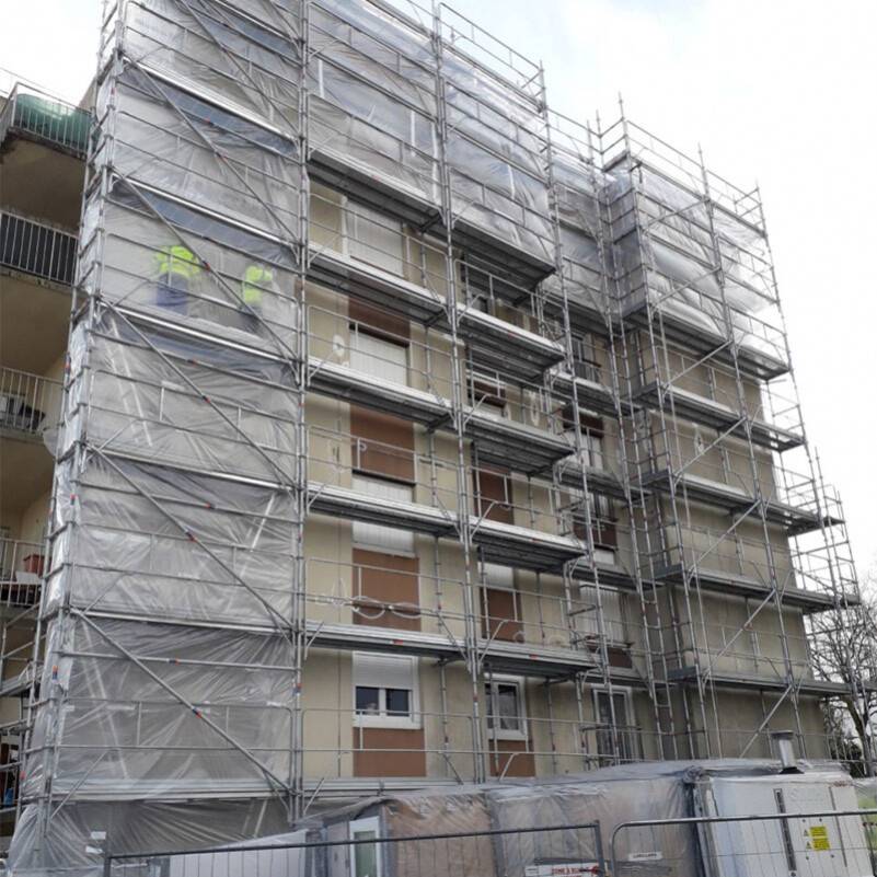 rénovation de façade échafaudage