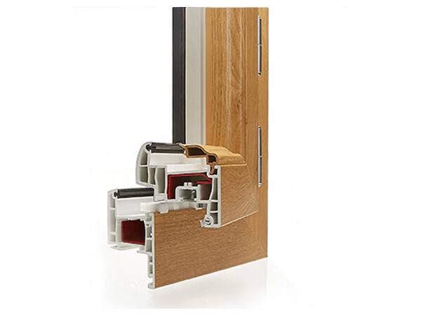 Angle fenetre pvc 5 chambres imitation bois