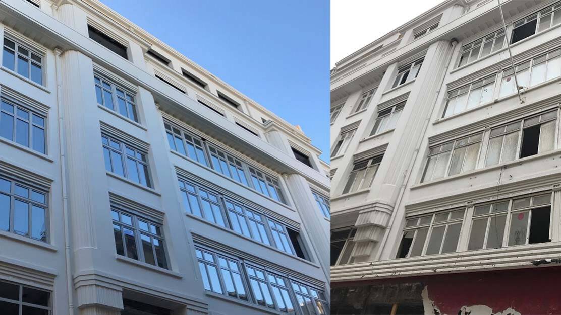 galeries lafayette marseille rue ferreol vue facade rue menuiseries bois avant apres.jpg