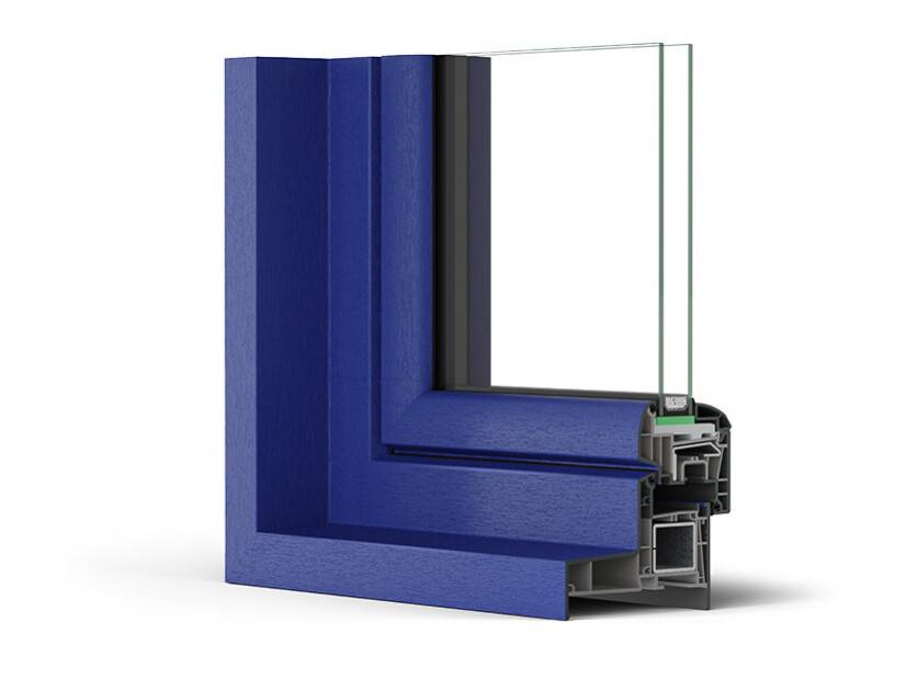 Angle design bleu fenêtre 5 chambres